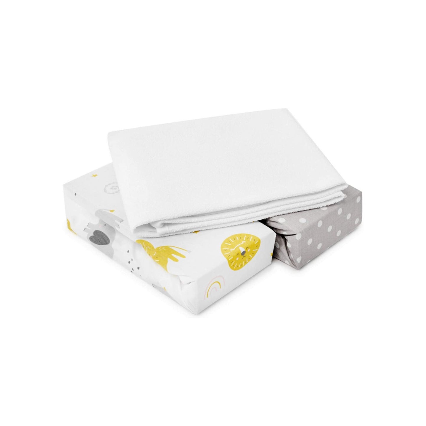 Set 2 Lenzuola con Angoli + 1 Coprimaterasso Impermeabile per Culle Neonato