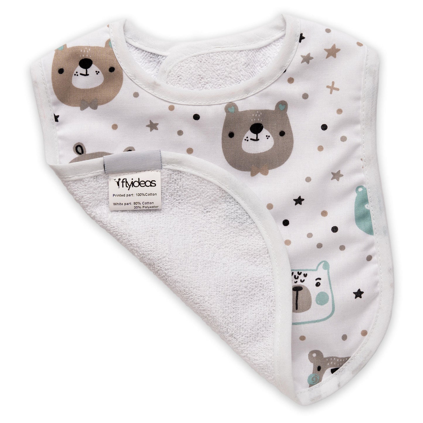 FlyIdeas Waterproof Baby Bibs, Pack of 5 – 100% Double Layered Cotton