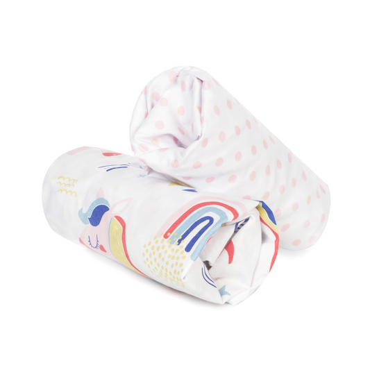 FlyIdeas Fitted Sheets Set for Cribs, Cots & Cradles, 2 pcs - 100% Cotton