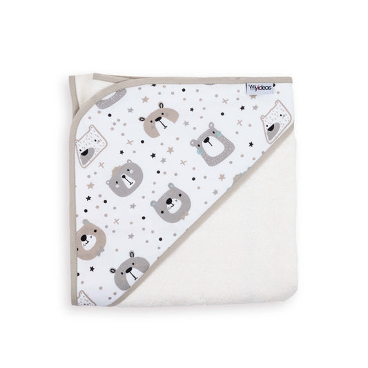 FlyIdeas Hooded Baby Towel for Newborns - Bamboo & Cotton, 70x70 cm